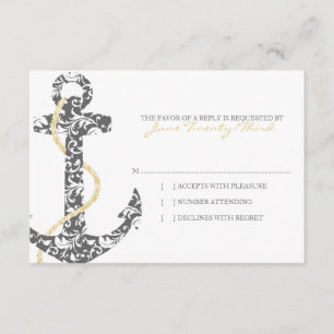 Cinza e Casamento de Praia da Âncora Amarela rsvp