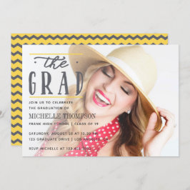 Cinza e Convite de festas Formando amarelo da medu