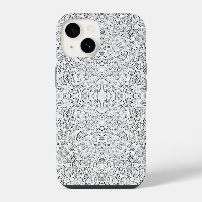 Cinza E Formas Brancas Padrão iPhone 14 Case (Verso)