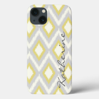 Cinza e Monograma de Chevron Tribal Amarelo