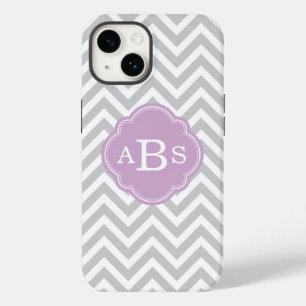 Cinza e Monograma Lilac Purple Modern Chevron