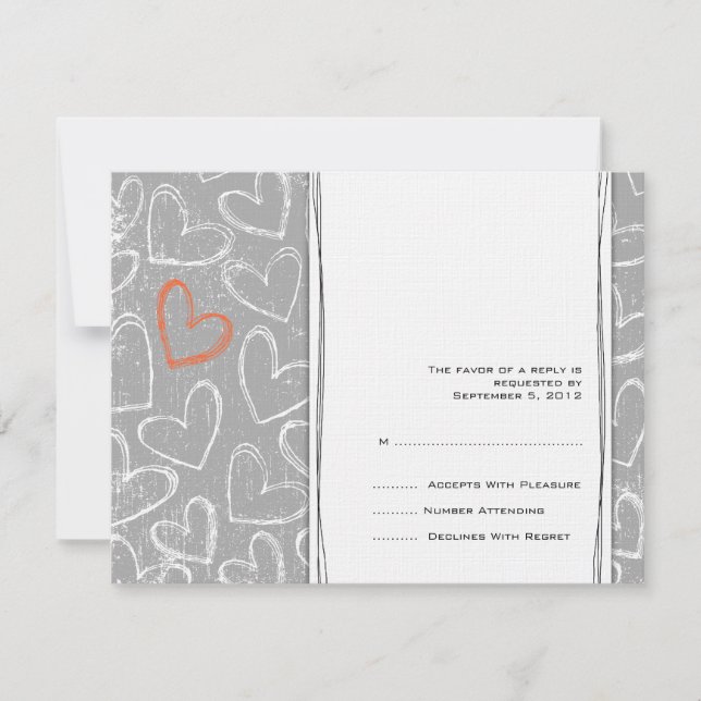Cinza e Orange Grunge Hearding RSVP (Frente)