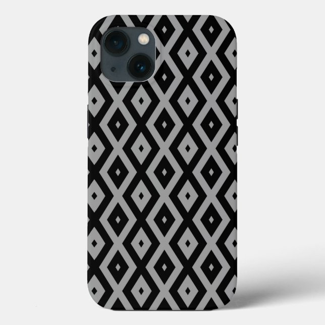 Cinza e padrão de diamante preto Ca Case-Mate iPho (Verso)