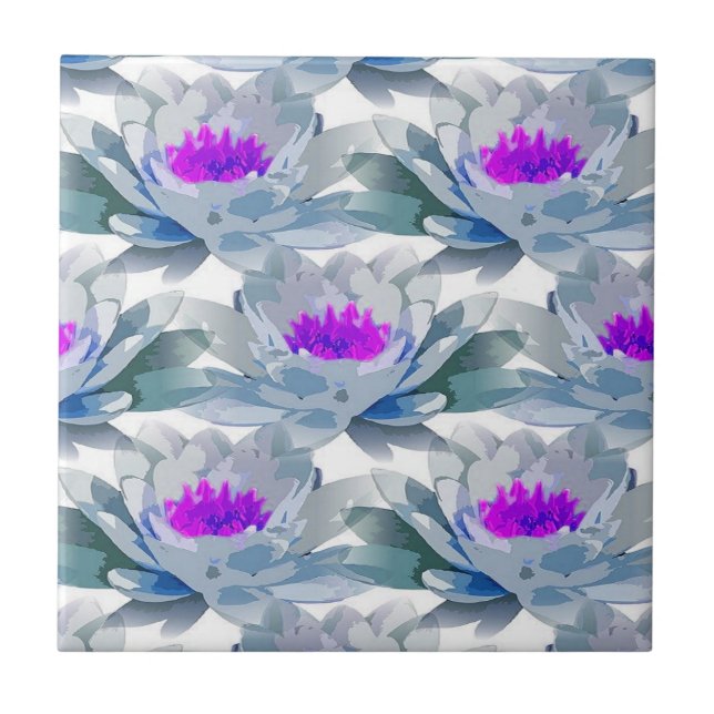 Cinza e padrão de flores roxas (Frente)