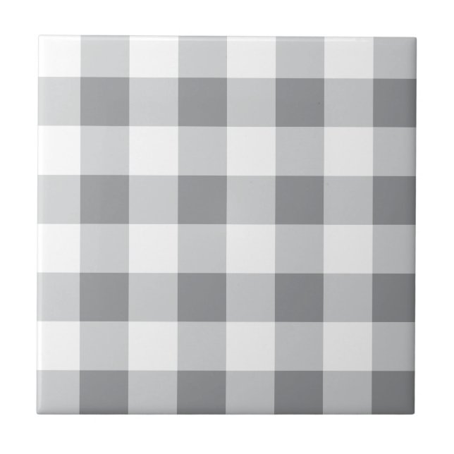 Cinza E Padrão De Gingham Branco (Frente)