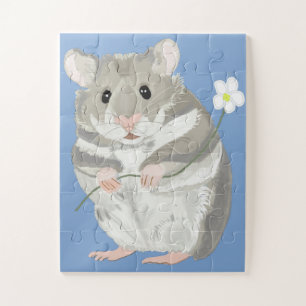 Cinza e Quebra-cabeça de Jigsera de Hamster Branc