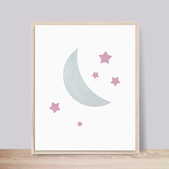 Cinza e rosa | Lua e Estrelas Poster (Criador carregado)