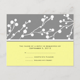 Cinza e RSVP de Casamento de Monograma Amarelo