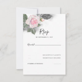 Cinza e RSVP de Casamento Floral Rosa