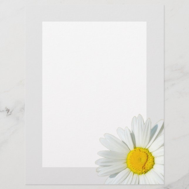 Cinza e White Daisy Personalised Papel de carta Pa (Frente)
