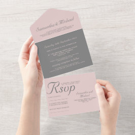 Cinza Elegante e Rosa Empoeirado Minimalista Tudo-