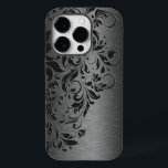 Cinza Elegante Lace Floral Em Cinzas<br><div class="desc">As cinzas amtonam fundo metálico,  com rendas florais de cinza escura.</div>