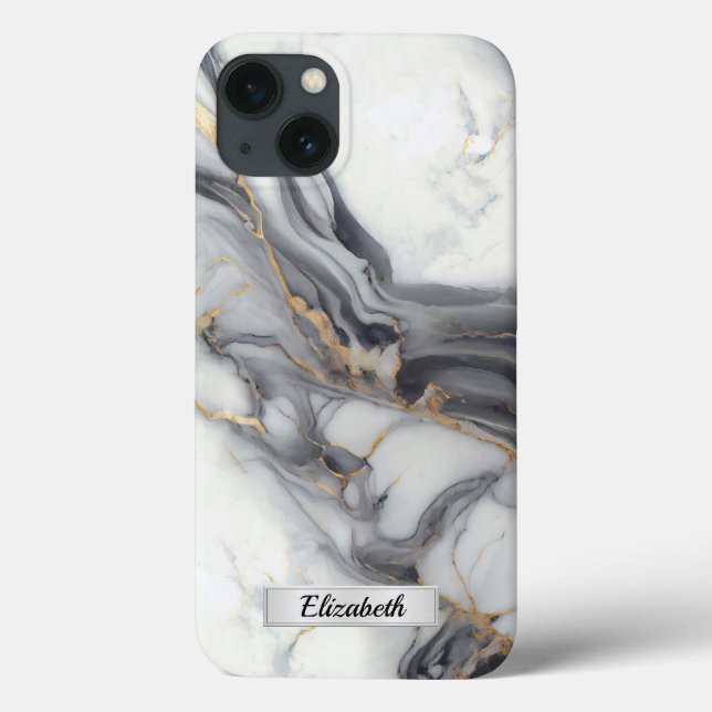 Cinza Elegante moderna marble art personalizado (Verso)