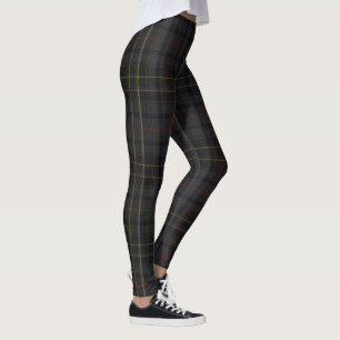 Cinza Escura Cinza de Clã Escocesa Tartan Legging
