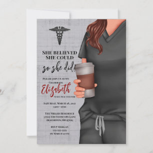 Cinza Esfrega Enfermando Convite para Graduação Es