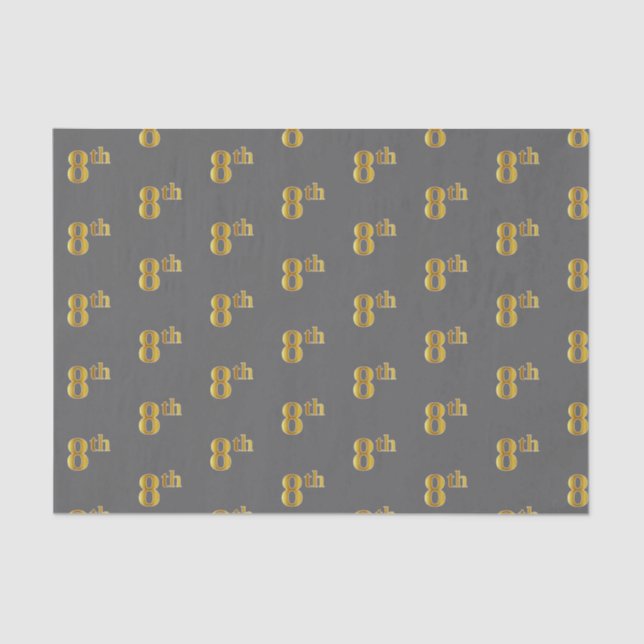 Cinza, Faux Dourado 8º (Oitavo) Papel Tecido para  (Frente )