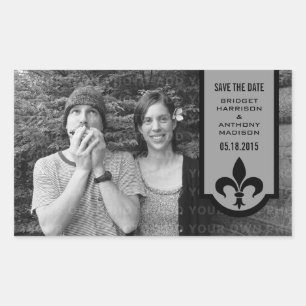 Cinza Fleur De Lis Banner Salvar adesivos de Data
