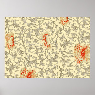 Cinza Floral Girly Pattern Art Impressão