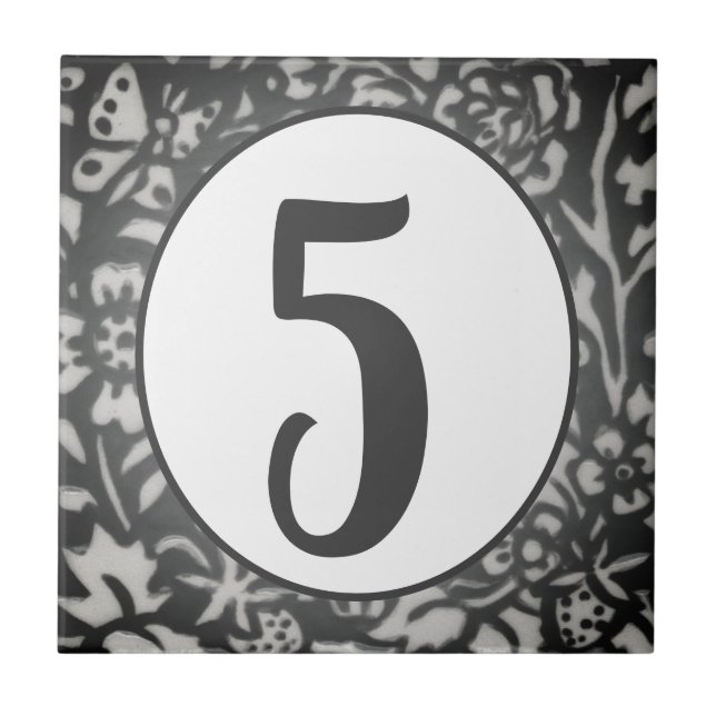 Cinza Floral Número Borboleta Berry Oval (Frente)