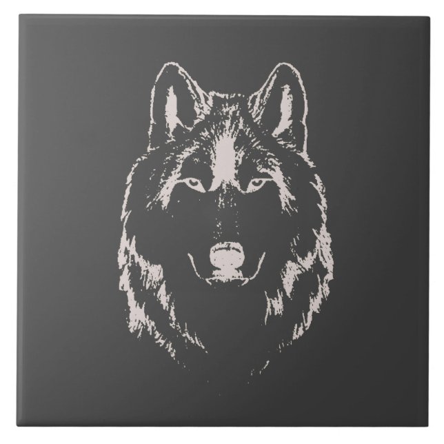 Cinza Funky E Esquema Da Cabeça Do Lobo Branco (Frente)