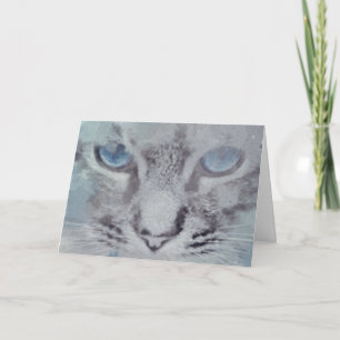Cinza Gato com Olhos Azuis Novo Cartão de Saudaç
