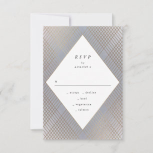 Cinza geométrica Dourada Gatsby Wedding RSVP