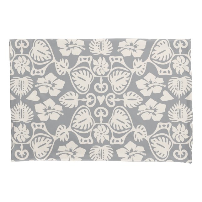 Cinza Keoni Hawaiian Monstera Leaf Damask (Frente)
