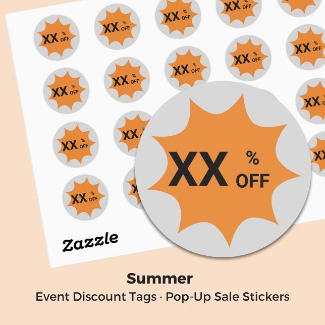 Cinza & Laranja ・ Etiqueta de Desconto de Venda de (Gray & Orange · 9-Point Bubble Sale Discount Tag)