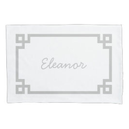 Cinza Leve Grego Chave Monograma Travesseiro Padrã