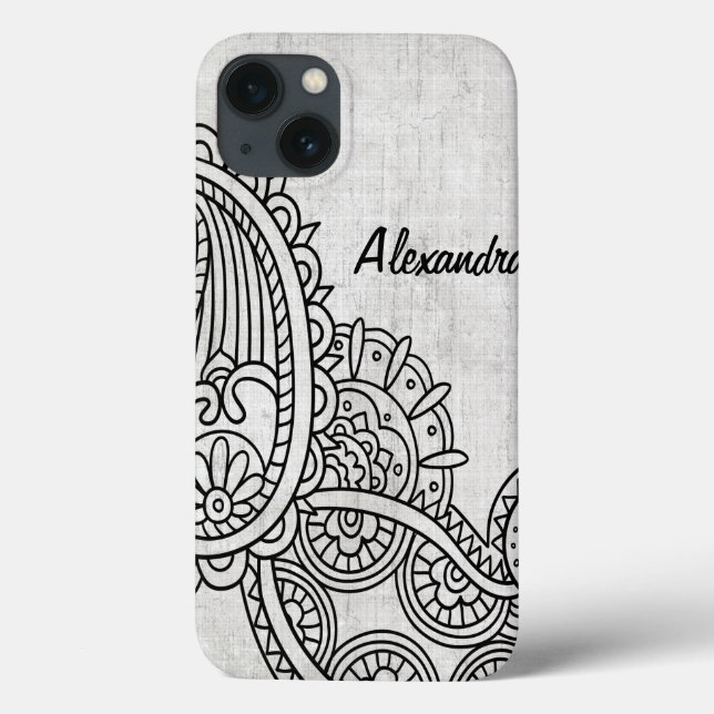 Cinza Mehndi Motif iPad Case (Verso)