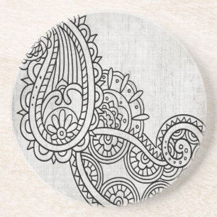 Cinza Mehndi Motif Sandstone Porta copos