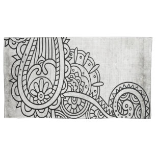Cinza Mehndi Motif Travesseiro