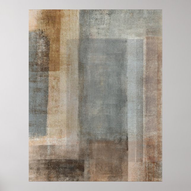 cinza 'mesclada' e Poster de arte beige Abstrato (Frente)