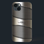 Cinza Metálico Moderno<br><div class="desc">Cinza de aspecto geométrico brilhante das designs modernas. Monograma personalizado Olhar brilhante e metálico é uma ilusão digital e não um brilho real.</div>
