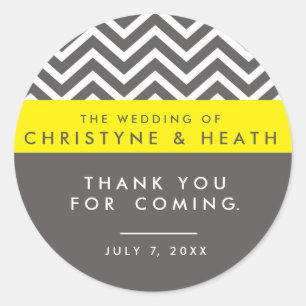 Cinza Moderna Chevron e Adesivo de Partido Branco 