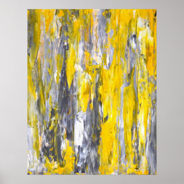 cinza 'Nails it' e Poster de 'Abstrato' Amarelo (Frente)