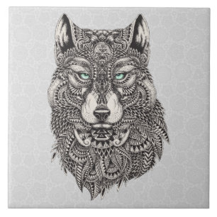 Cinza Negra e Ilustração do Lobo Verde