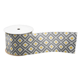 Cinza, Padrão de Diamante de Ikat Amarelo e Branco