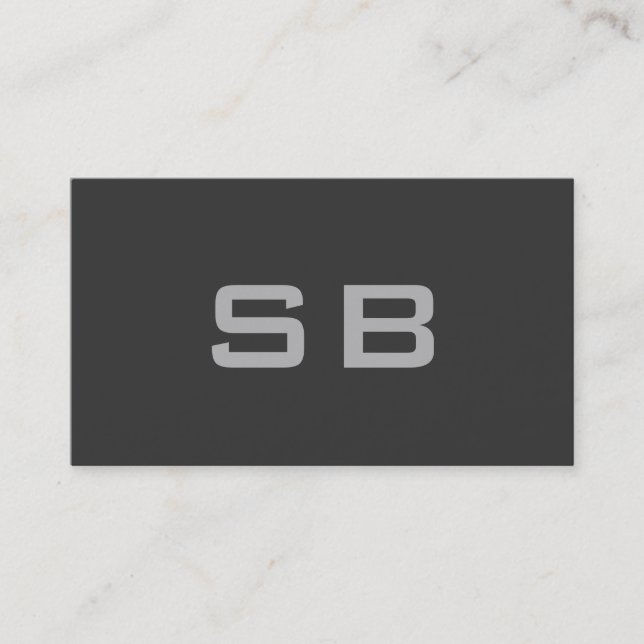 Cinza Padrão de Monograma Moderno da Cartão de vis (Frente)