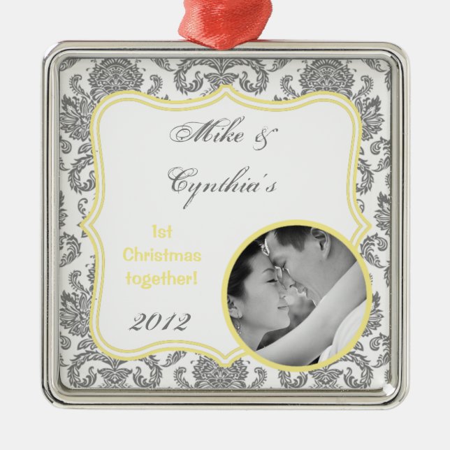 Cinza Personalizada de Ornamento Fotográfico Yello (Frente)