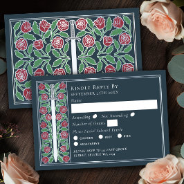 Cinza Prateado Espada Floral Medieval RSVP Casamen