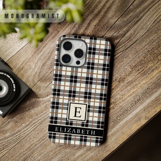 Cinza Preta Branco Personalizável Verificado Verme (Customizable White Black Grey Red Checkered iPhone Case)