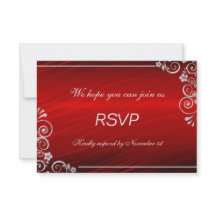 Cinza Red Silver Modern Ruby RSVP Casamento Floral