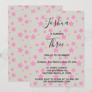 Cinza rosa de convite de aniversário da Magic Star