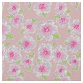 Cinza Rosa Floral sob Tecido de fundo de pêssego