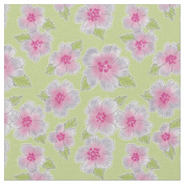 Cinza Rosa Floral sob Tecido Verde