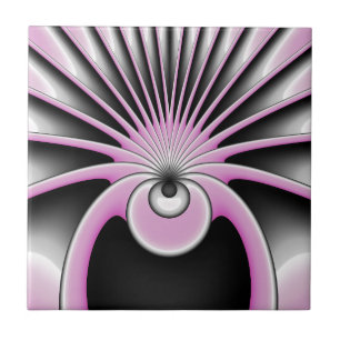 Cinza Rosa Fractal Abstrato moderna Figura Negra