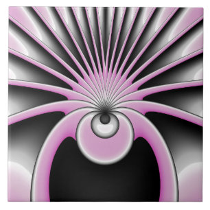 Cinza Rosa Fractal Abstrato moderna Figura Negra