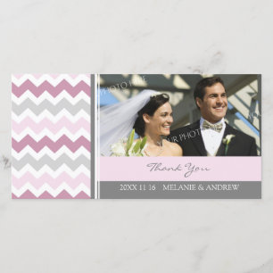 Cinza Rosa Obrigado Cartões com fotos De Casamento