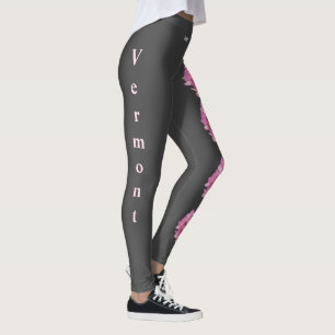 Cinza Rosa Vermont State Red Clover Flower Legging